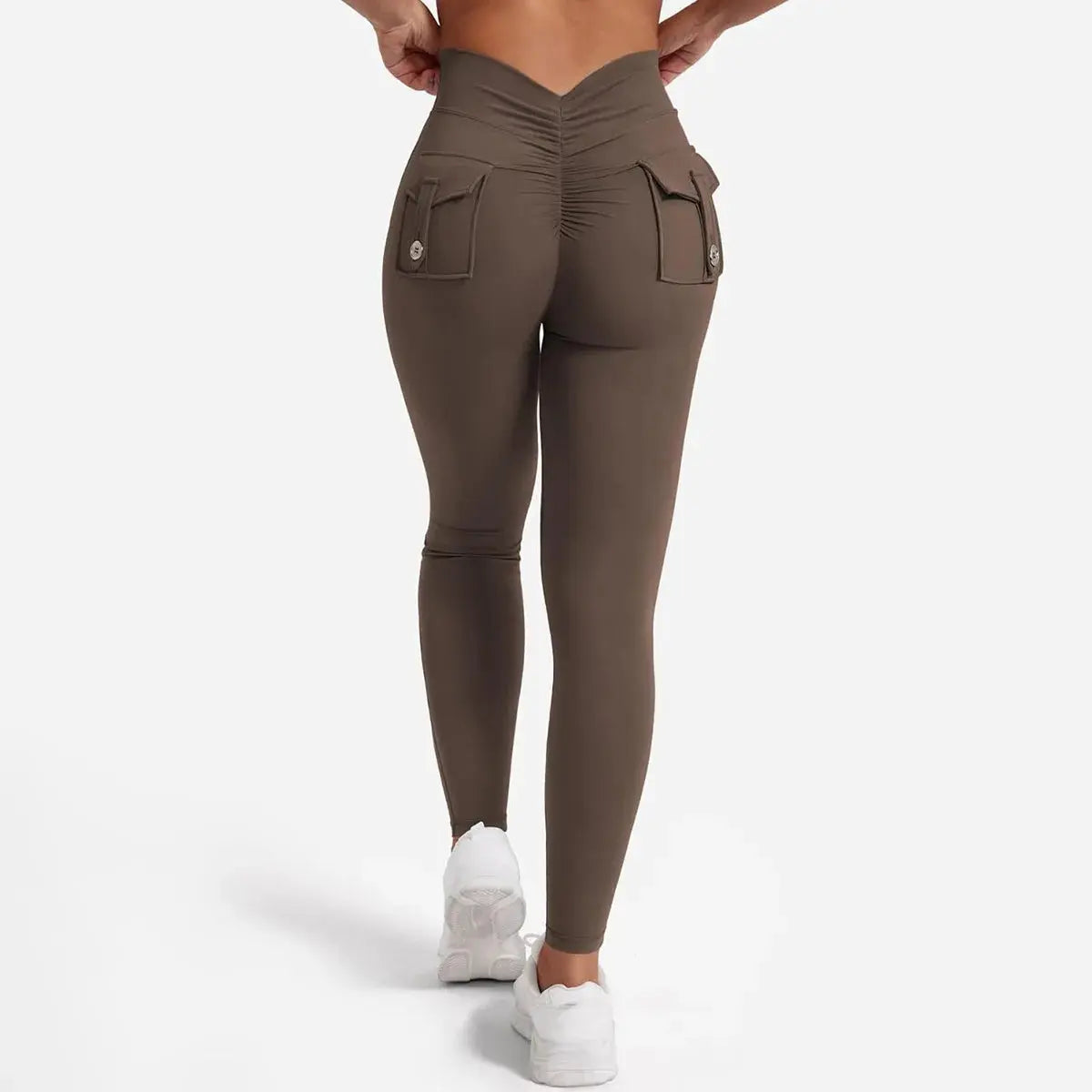 Women Nylon Yoga Leggings with Butt Pocket Hip Lifting Fitness Pants Vervelle