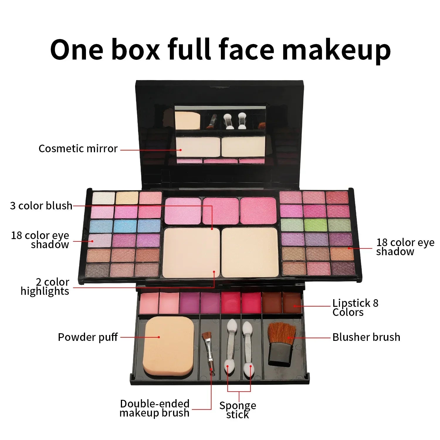 49-Color All-in-One Makeup Kit: Eyeshadow, Lip & Highlighter