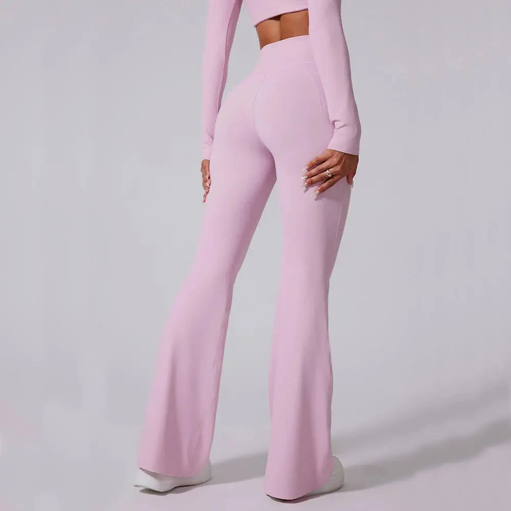 Women High Waist Flared Yoga Leggings Tummy Control Wide-Leg Pants Vervelle