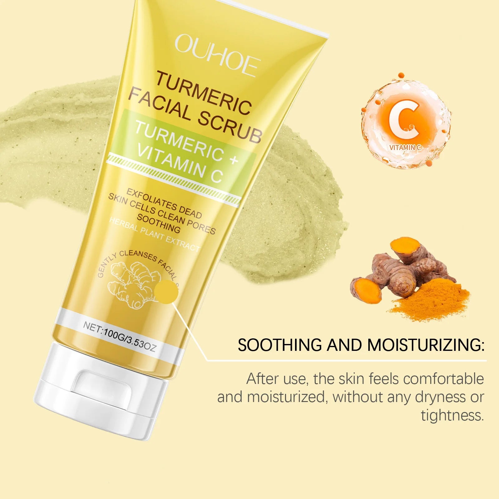 Turmeric Exfoliating Face Scrub for Brightening and Pore Care Vervelle