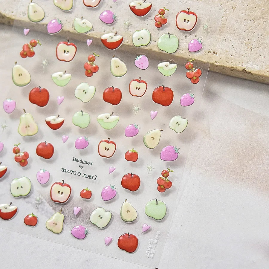 5D Fruit & Bowknot Nail Stickers Strawberry Cherry