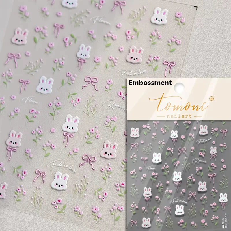 5D Pink Peach Jelly Nail Stickers Cute 3D Fruits