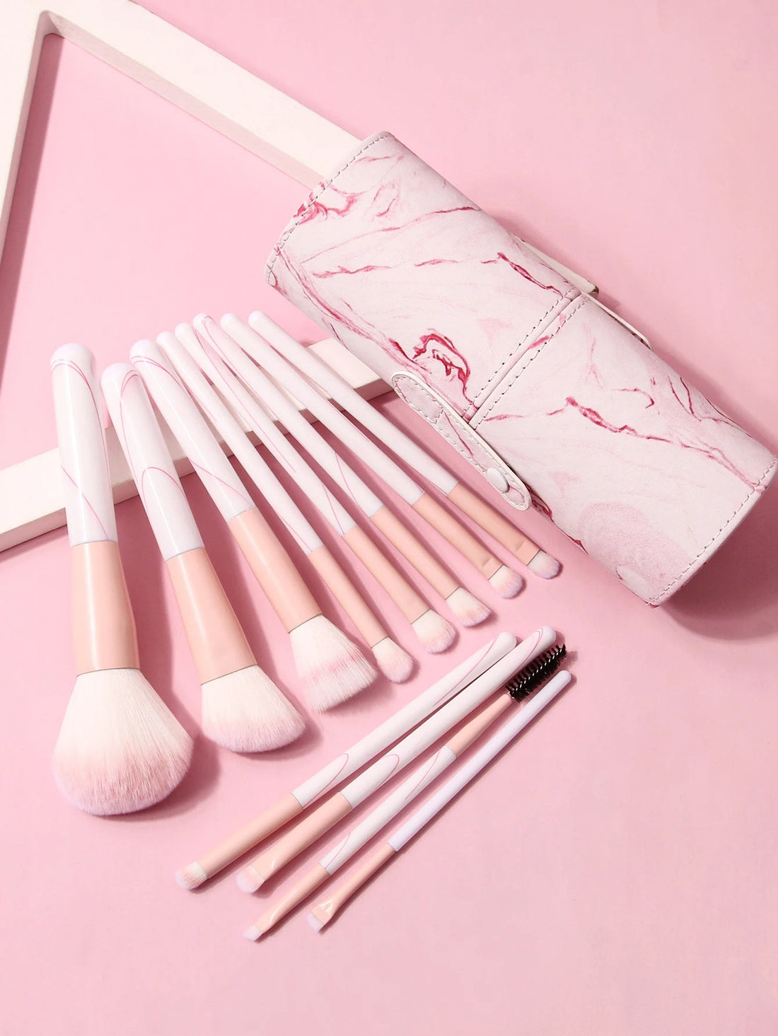 12pcs Multi-Function Pink Makeup Brush Set with Storage Bucket Vervelle