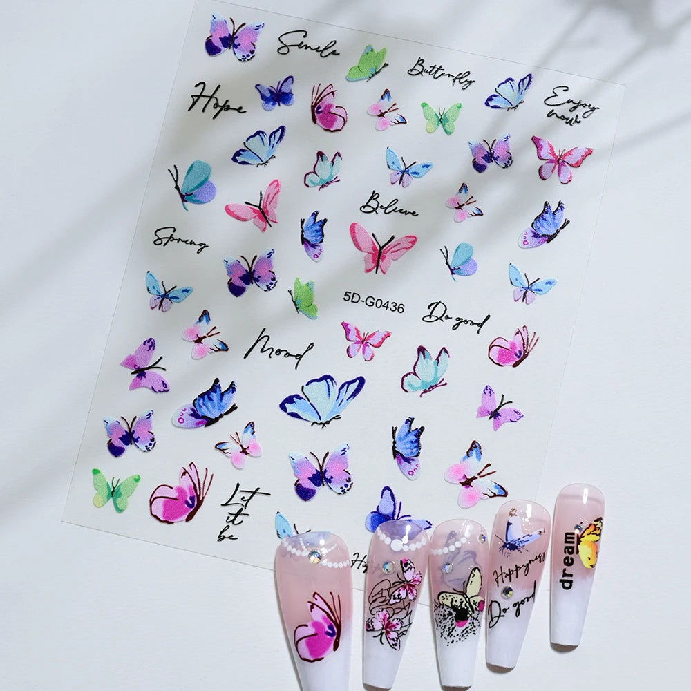 1PC 5D Macaron Flower & Fruit Nail Charms Sticker