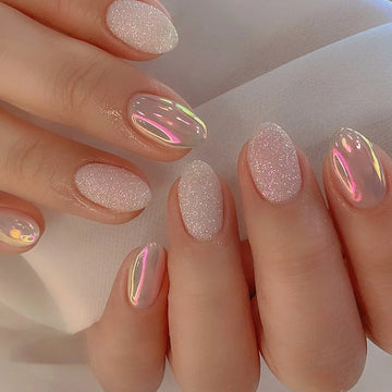 24pcs Short Oval Gradient Press-On Fake Nails Set