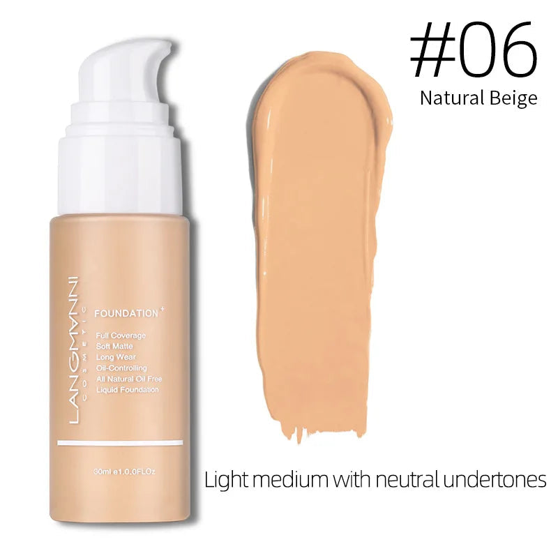 Langmanni 30ml Matte Waterproof Liquid Foundation Vervelle