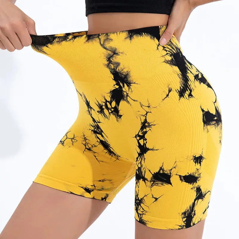Women’s Tie-Dye High Elastic Yoga & Gym Shorts Push-Up Fitness Leggings Tie-Dye Fashion Vervelle