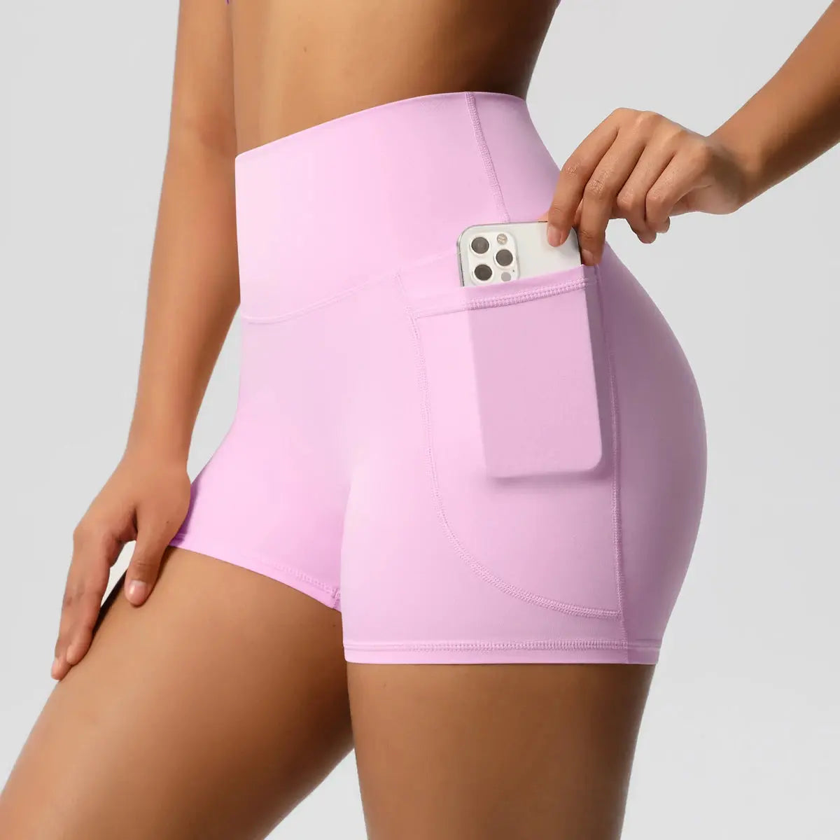 Women’s High-Waist Nylon Yoga Shorts – Tummy Lifting, Pockets, Fitness Vervelle