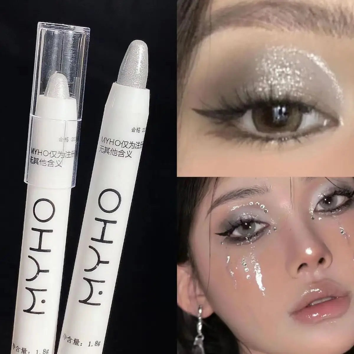 Glitter Highlighter Pen Waterproof Pearlescent Matte White Sliver Facial Makeup