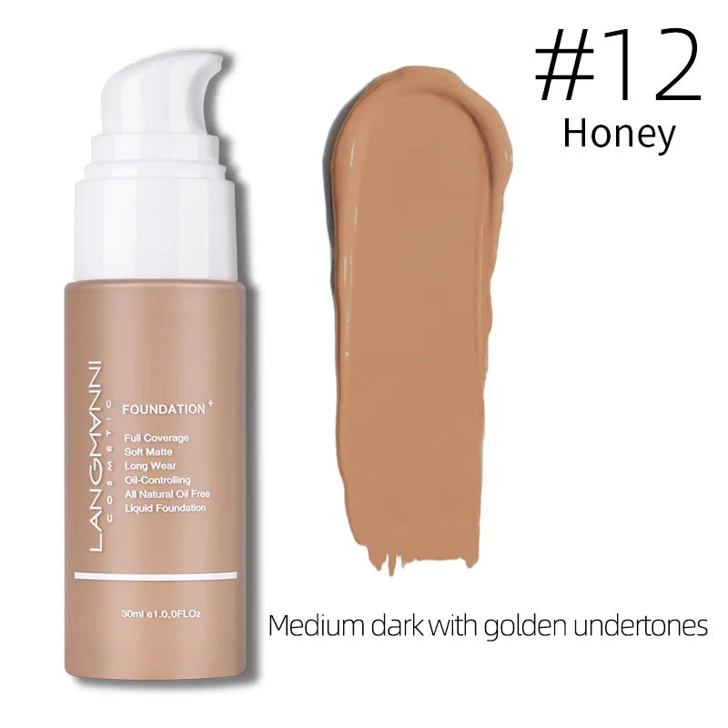 Langmanni 30ml Matte Waterproof Liquid Foundation Vervelle