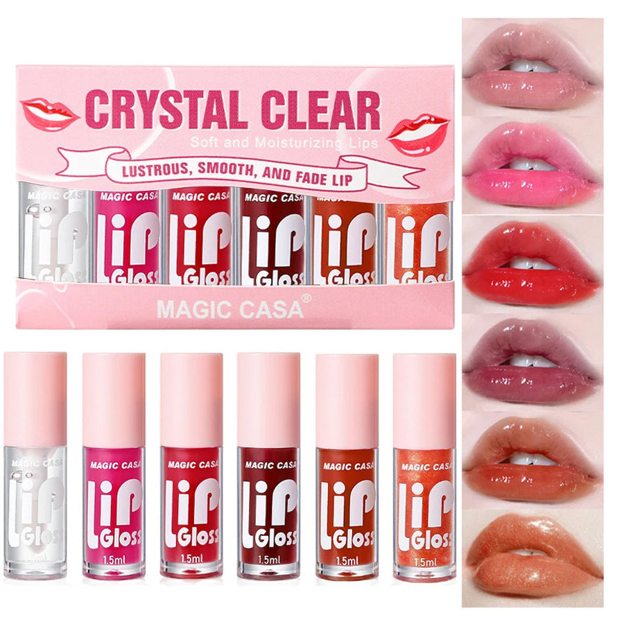 6Pcs Transparent Lip Gloss Set