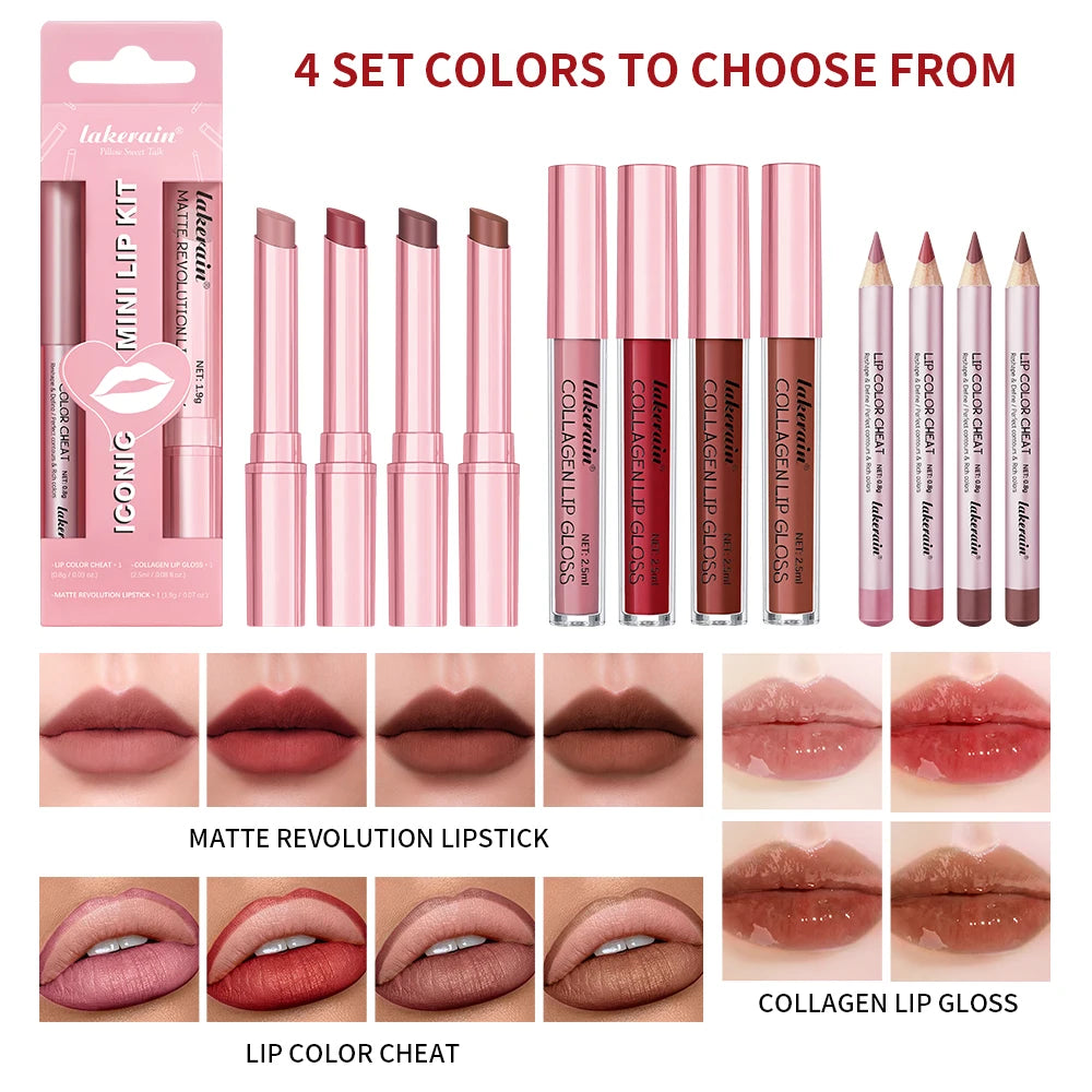 Lip Combo Set – Matte Lipstick, Liner & Gloss