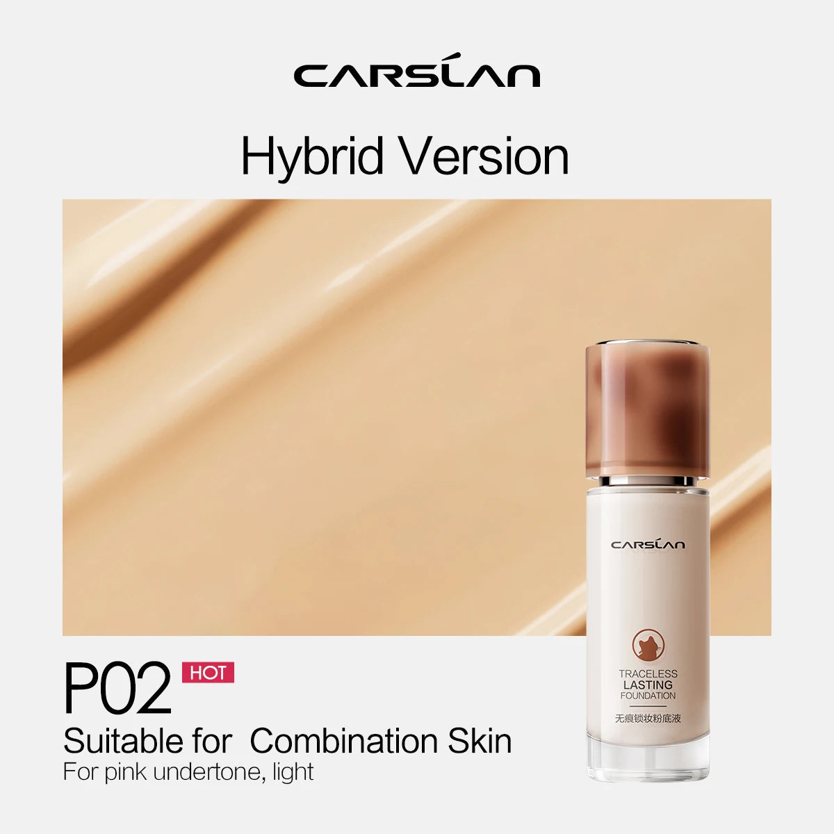 CARSLAN Long-Lasting Matte Liquid Foundation Full Coverage Vervelle