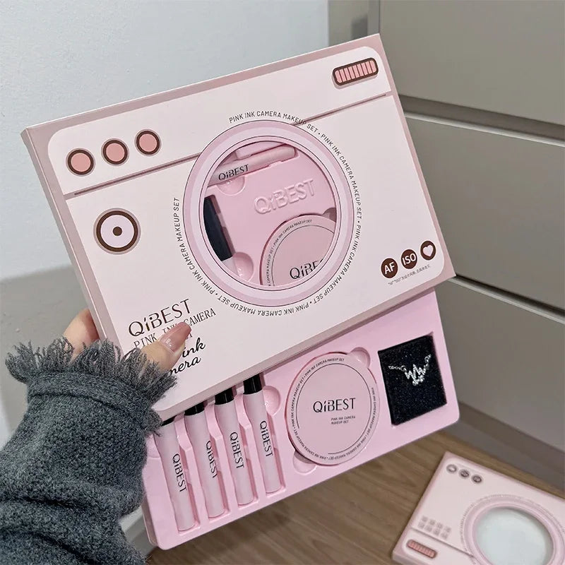 QIBEST Pink Camera Makeup Gift Set Vervelle