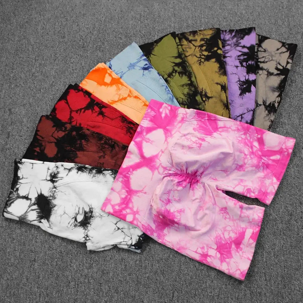 Women’s Tie-Dye High Elastic Yoga & Gym Shorts Push-Up Fitness Leggings Tie-Dye Fashion Vervelle