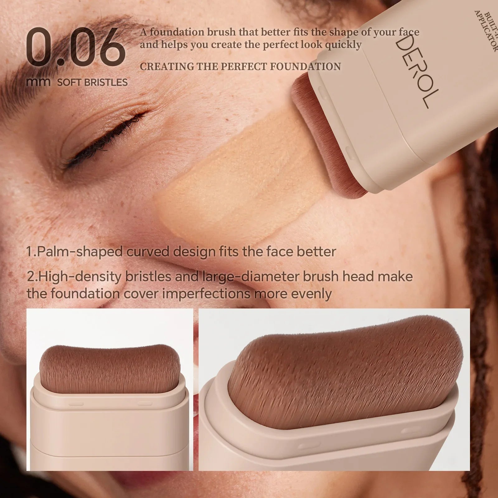 DEROL Eraser Foundation Stick – Full Coverage with Makeup Brush Vervelle