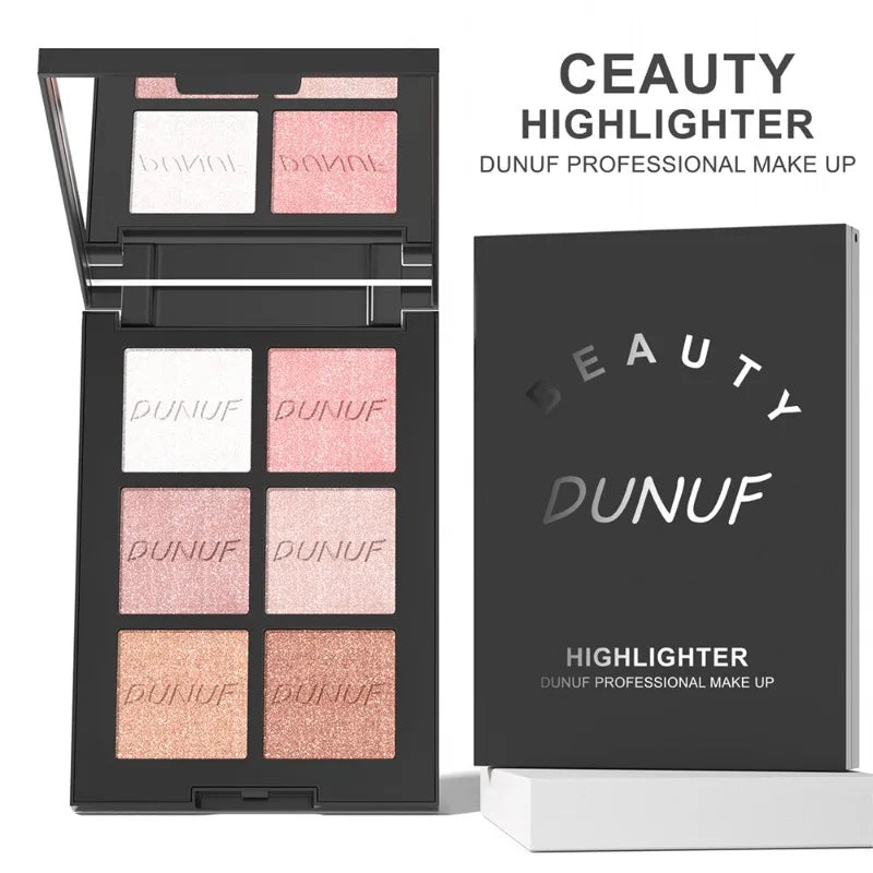 6-color Highlighter Contour Blusher Makeup Palette Long-lasting