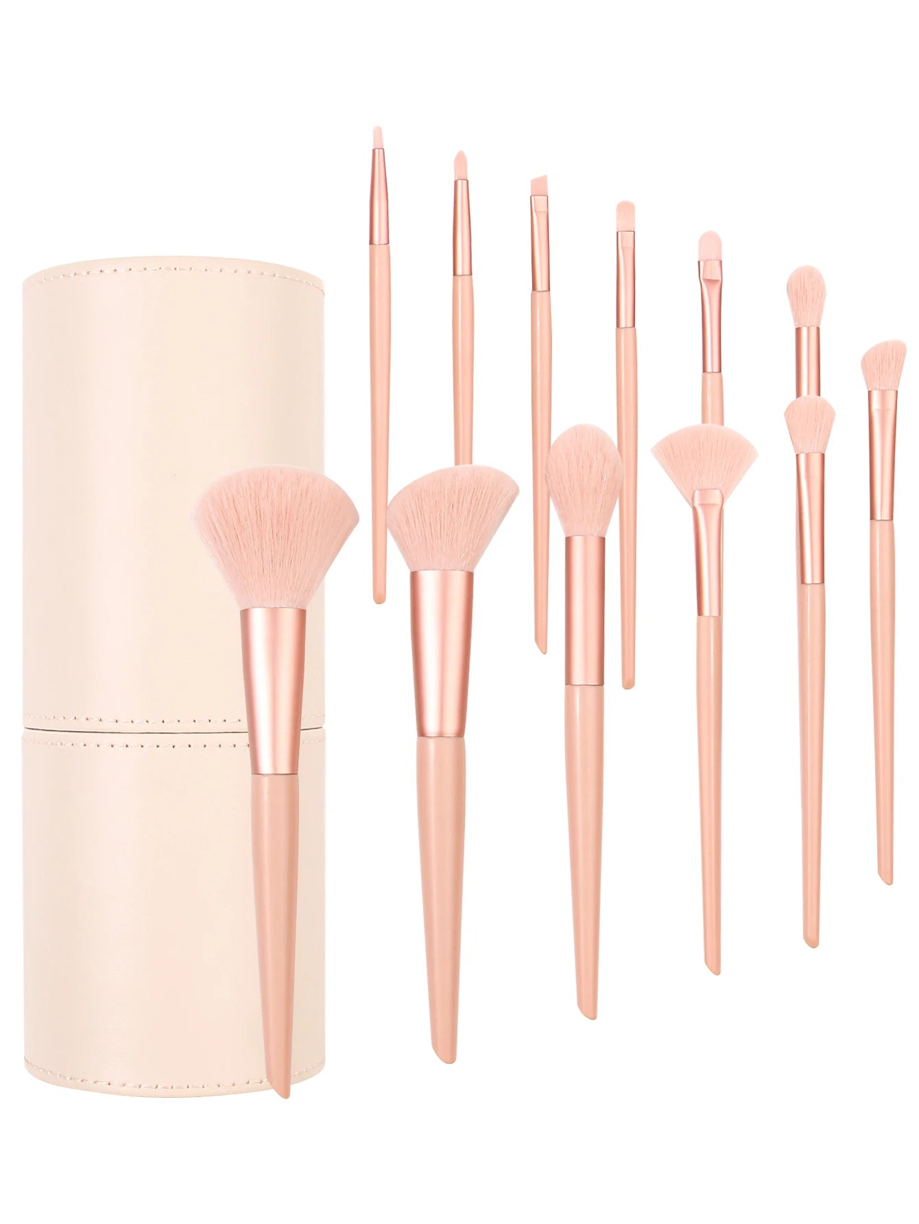 12pcs Multi-Function Pink Makeup Brush Set with Storage Bucket Vervelle