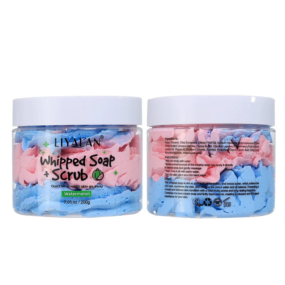 Whipped Soap Bath Cleansing Exfoliating Body Wash Moisturizing Smooth Skin Rainbow Scrub Soften Shave Vegan Handmade Shower Soap