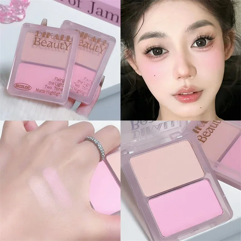 Two-tone Highlight Contour Palette Matte White Highlighter Grey Brown Nose Shadow