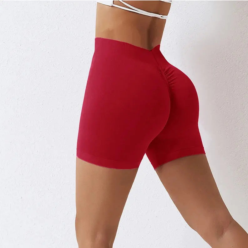 Knit Seamless V-Back Yoga Shorts Women’s High Waist Scrunch Push Up Fitness Vervelle