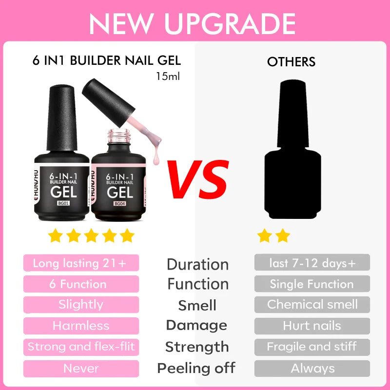 CHUNSHU 6-in-1 Extension UV Gel Polish 15ml Builder Gel