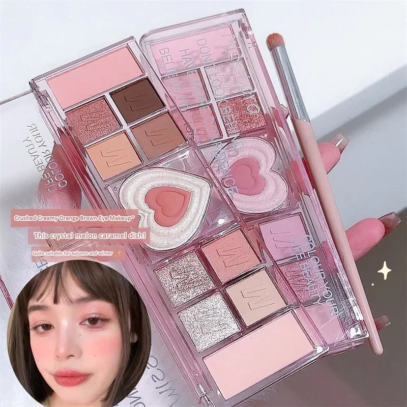 12-Color Love Heart Pink Eyeshadow Palette Matte Shades