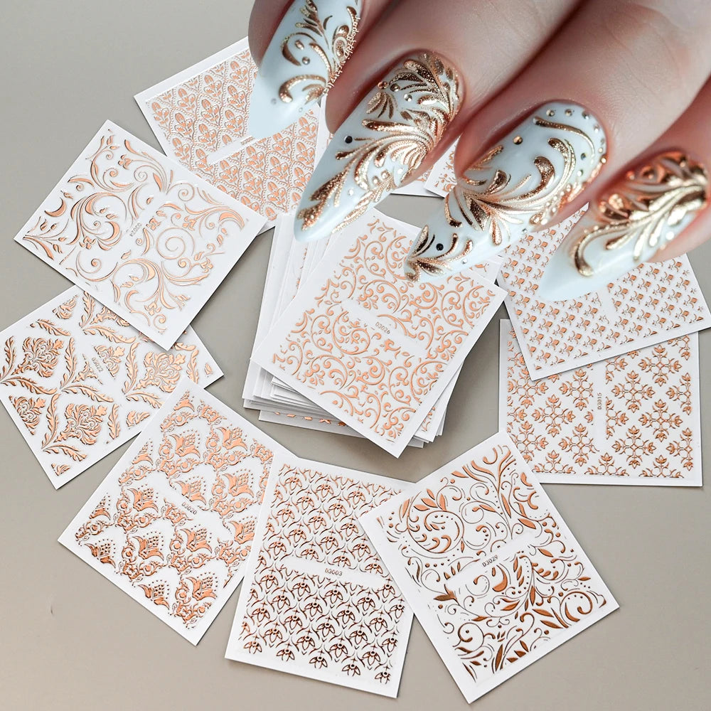 3D Colorful Flower Nail Stickers Cherry Blossom Rose
