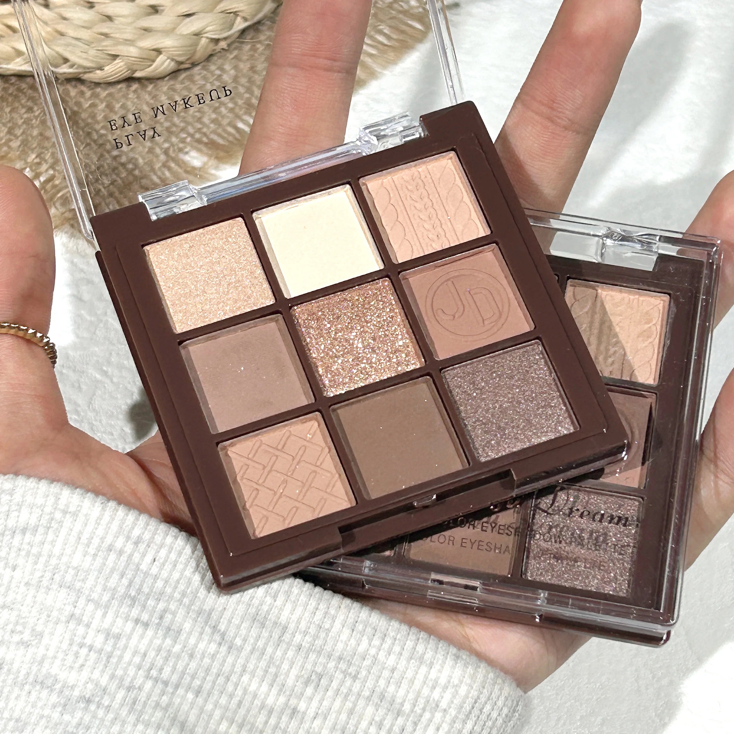 Chocolate Warm Brown Eyeshadow Palette 9 Shades Matte & Glitter