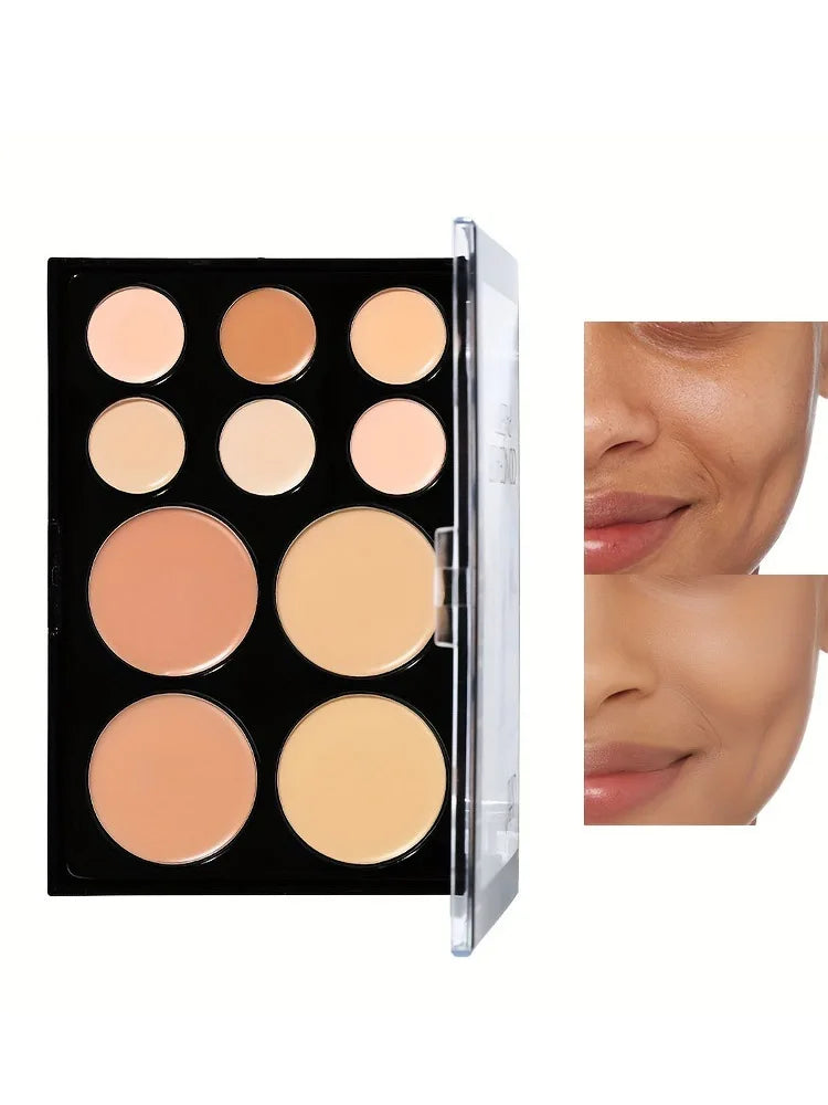 10-Color Concealer Palette for Dark Circles & Contouring