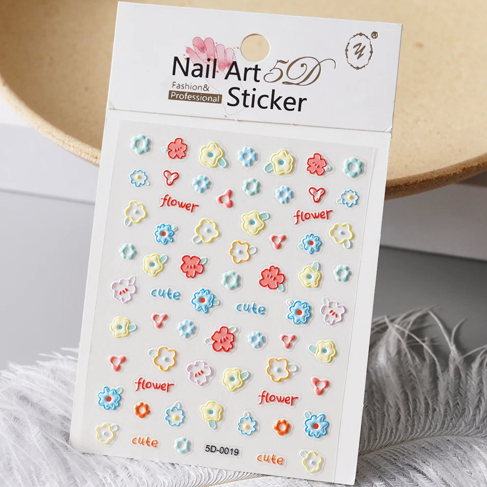 1PC 5D Macaron Flower & Fruit Nail Charms Sticker