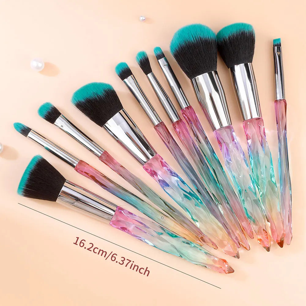 Crystal Handle Makeup Brush Set – 10pcs Professional Kit Vervelle