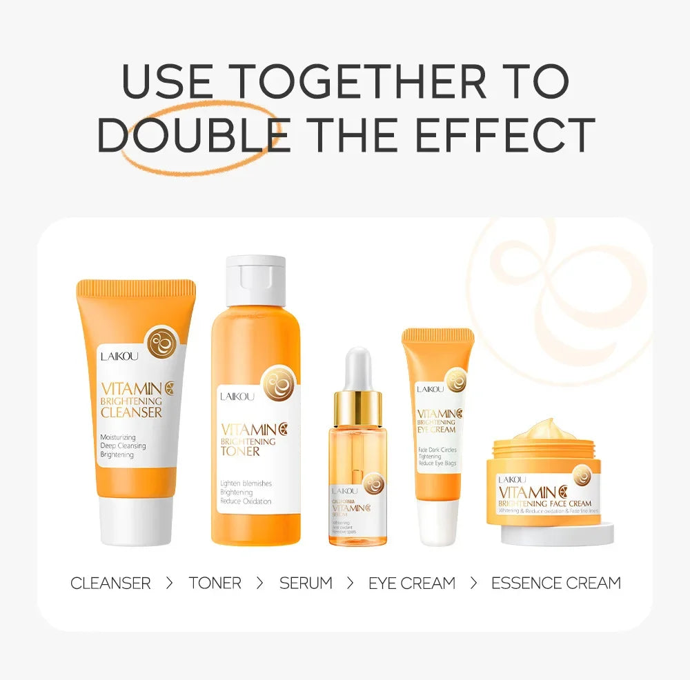 Vitamin C Skin Care Set Deep Cleansing Facial Cleanser Face Cream