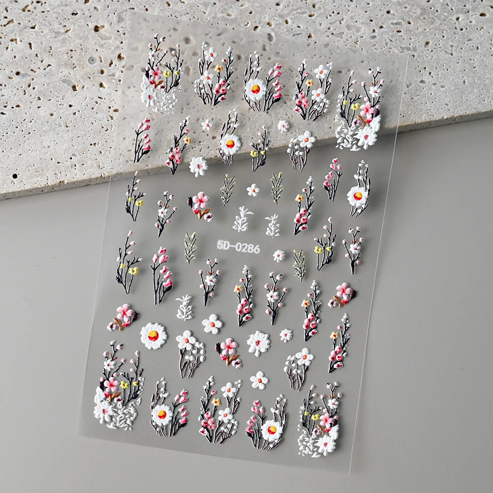 1PC 5D Macaron Flower & Fruit Nail Charms Sticker