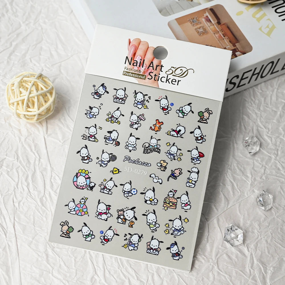 1Pcs 5D Sanrio Hello Kitty & My Melody Nail Sticker