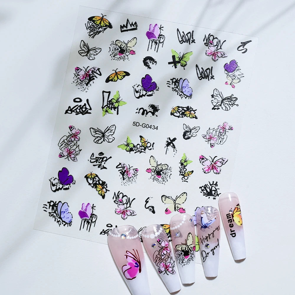1PC 5D Macaron Flower & Fruit Nail Charms Sticker