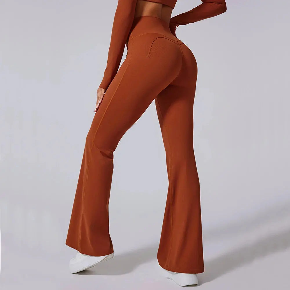 Women High Waist Flared Yoga Leggings Tummy Control Wide-Leg Pants Vervelle