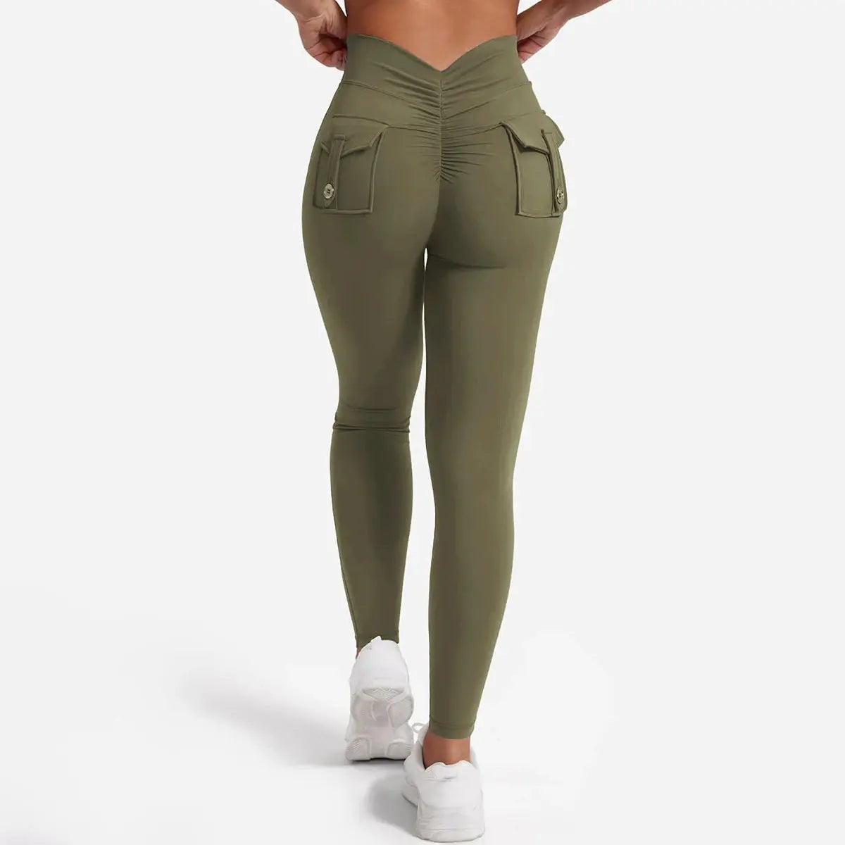 Women Nylon Yoga Leggings with Butt Pocket Hip Lifting Fitness Pants Vervelle
