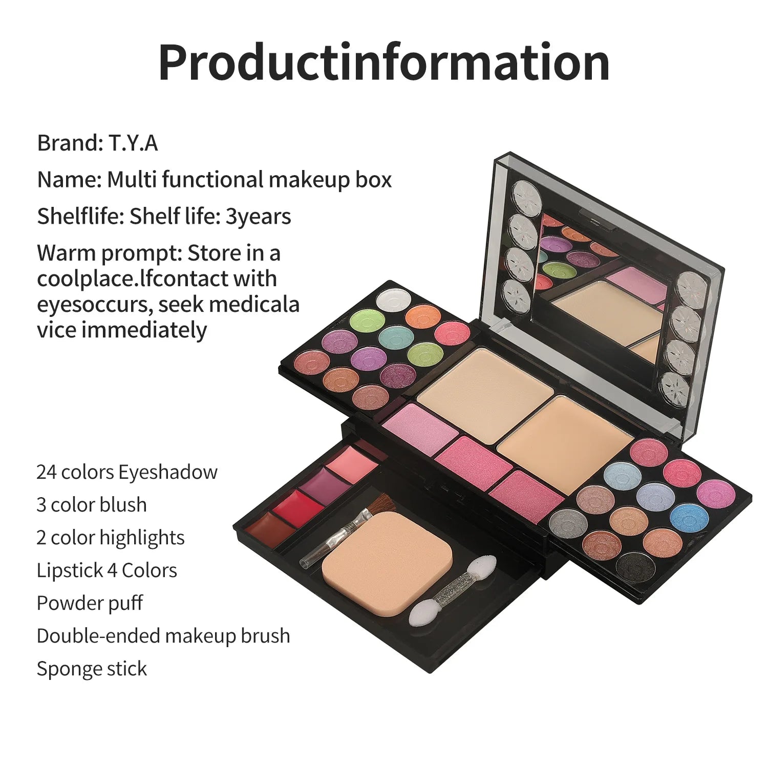Professional Makeup Set: Eyeshadow, Lipgloss & Foundation Kit
