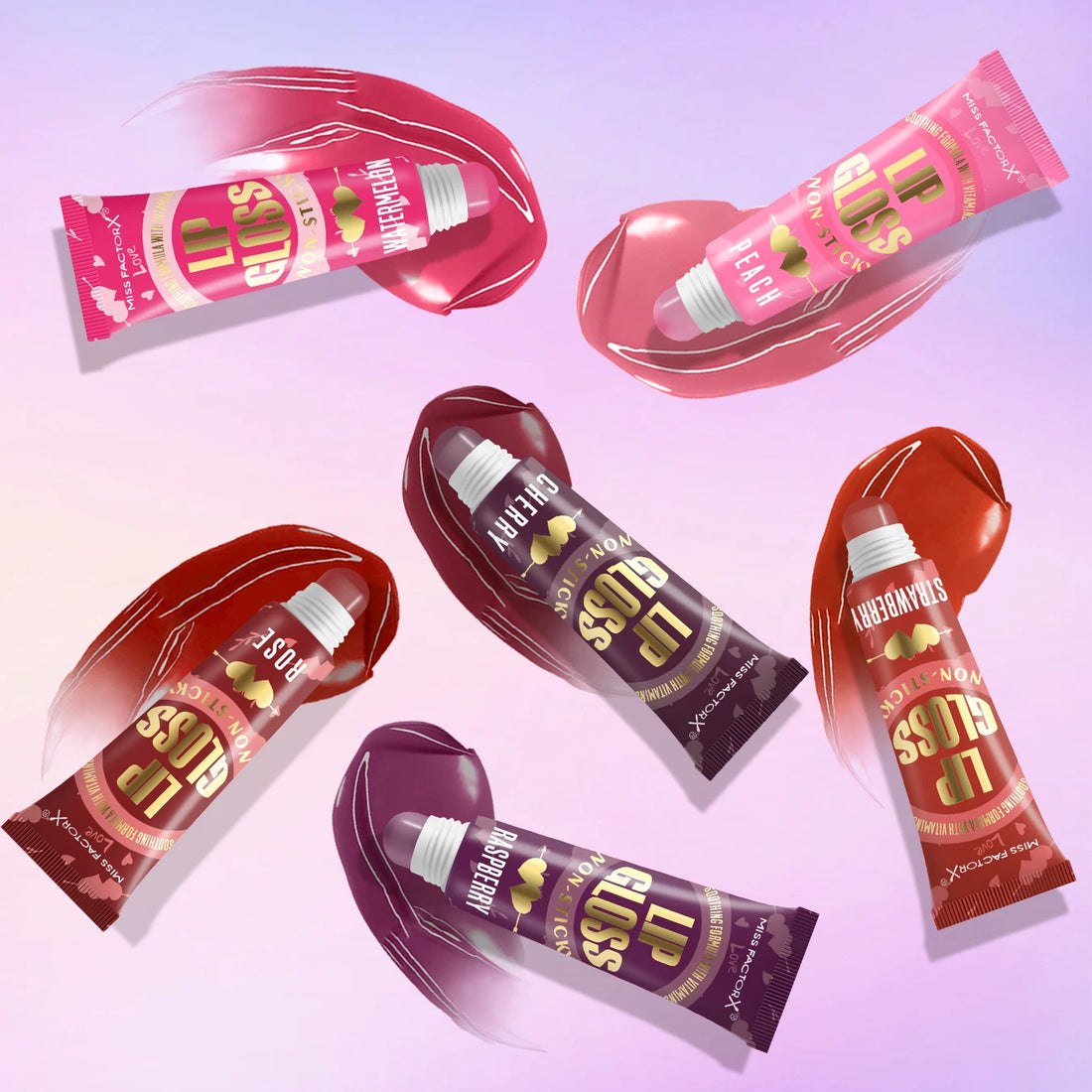 6-piece Moisturizing Lip Oil Set - Long lasting Gloss Effect