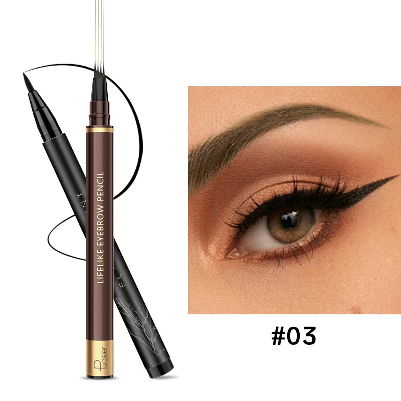Eyeliner and four-tip eyebrow pencil set, smudge-proof, suitable for daily makeup