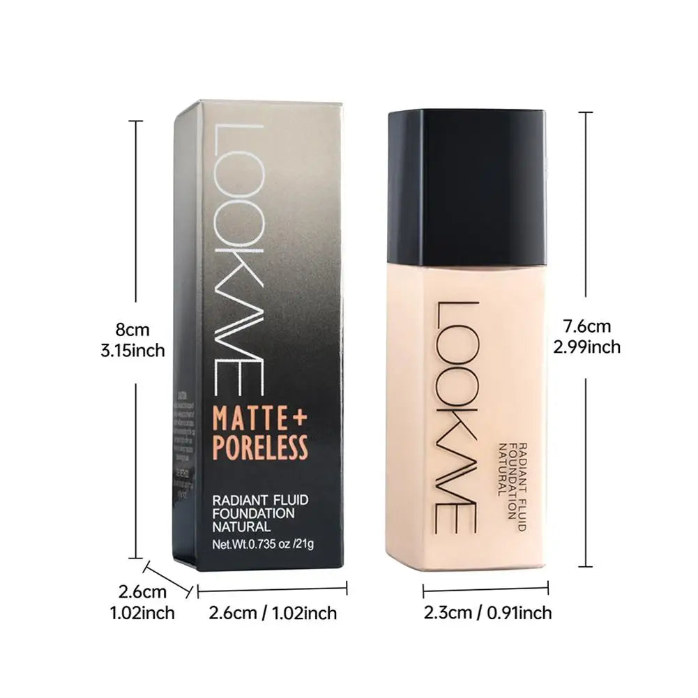 LOOKAVE Long-Lasting Liquid Foundation Full Coverage Matte Vervelle