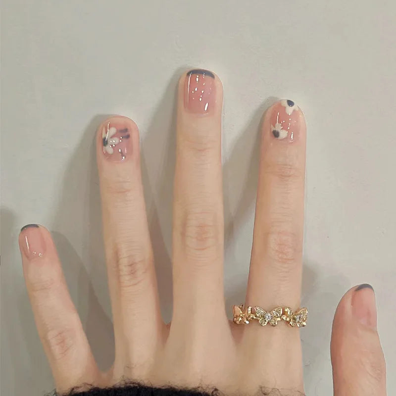 24pcs Short Y2K Rhinestone Press-On Nails with Glue