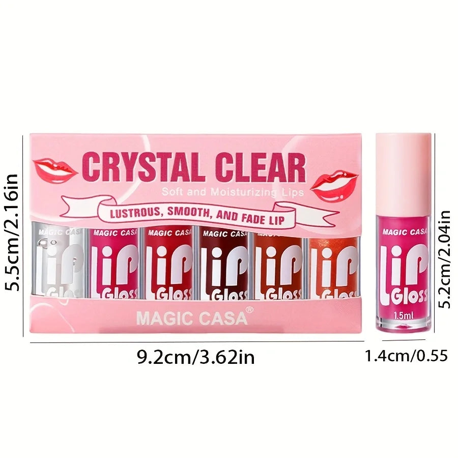 6Pcs Transparent Lip Gloss Set