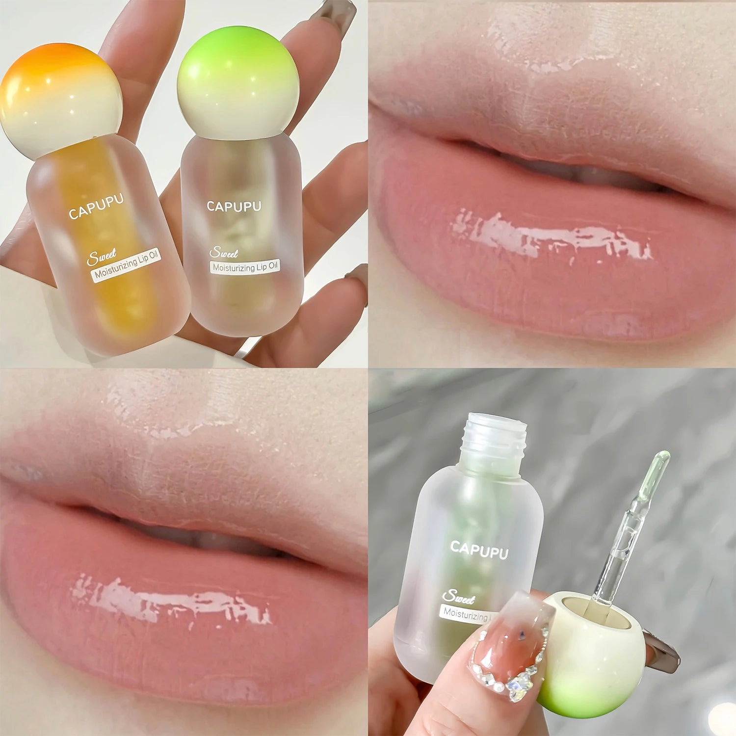 Peach Water Light Lip Gloss Hydrating Transparent Glass Fruit Crystal Jelly Lip Oil Plumping