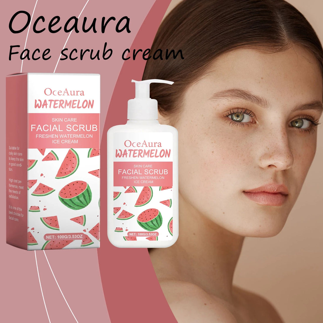 Oceaura Watermelon Face Scrub Cream for Smooth and Soft Skin Vervelle