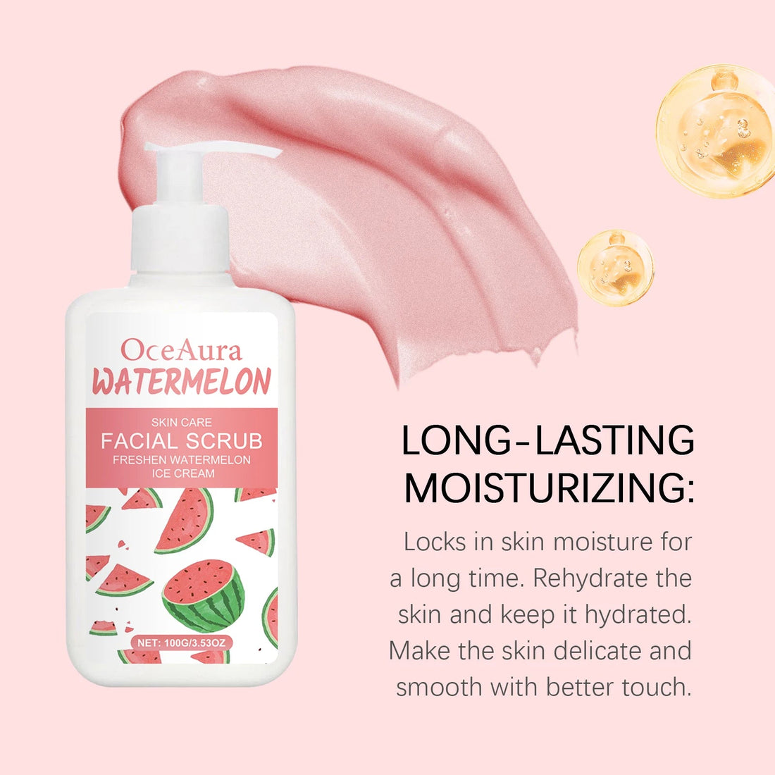 Oceaura Watermelon Face Scrub Cream for Smooth and Soft Skin Vervelle