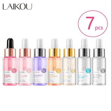 LAIKOU 7 Bottles 24K Gold Snail Sakura Hyluronic Acid Vitamin C Nicotinamida Rose Blueberry Serum Japan Essential Face Essences