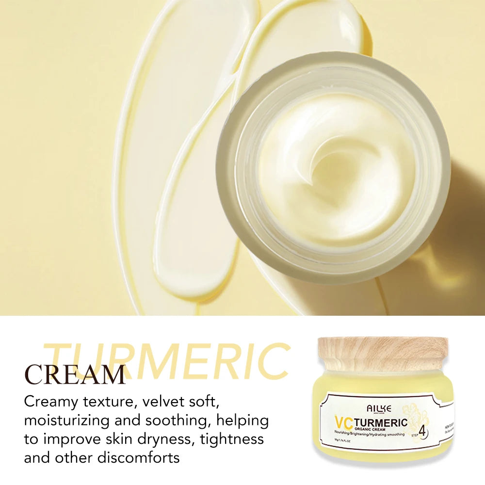AILKE Organic Turmeric Whitening Skin Care Set, with Vitamin C, Clean Skin, Reduce Acne, Hydrating and Firming for Women