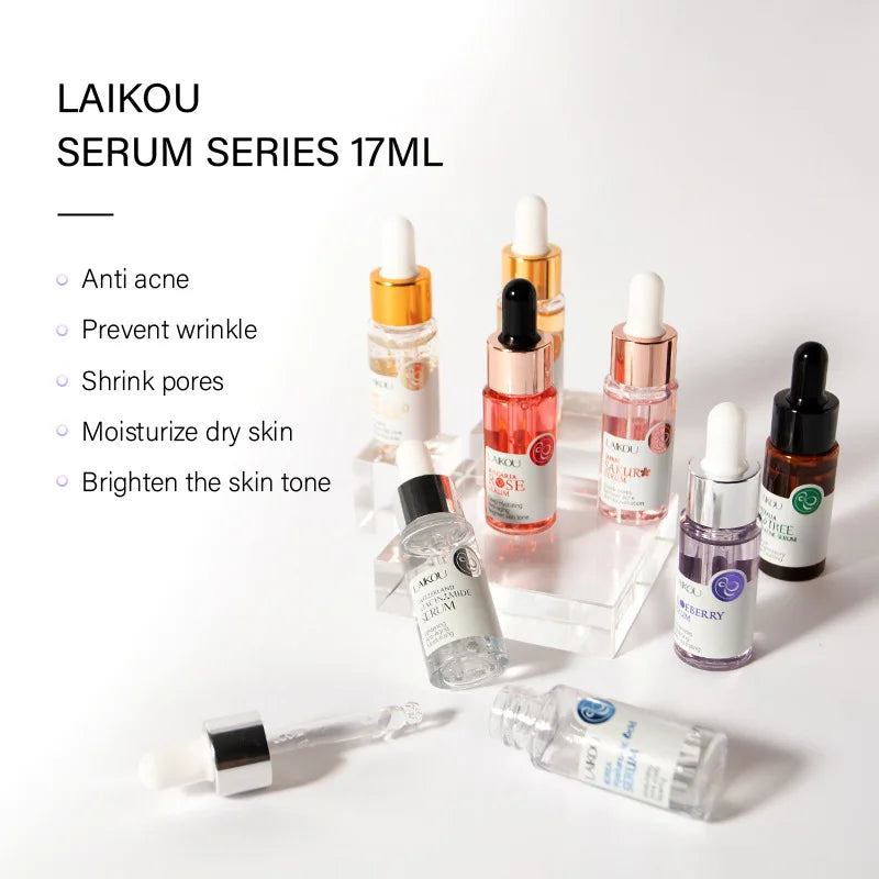 LAIKOU 7 Bottles 24K Gold Snail Sakura Hyluronic Acid Vitamin C Nicotinamida Rose Blueberry Serum Japan Essential Face Essences